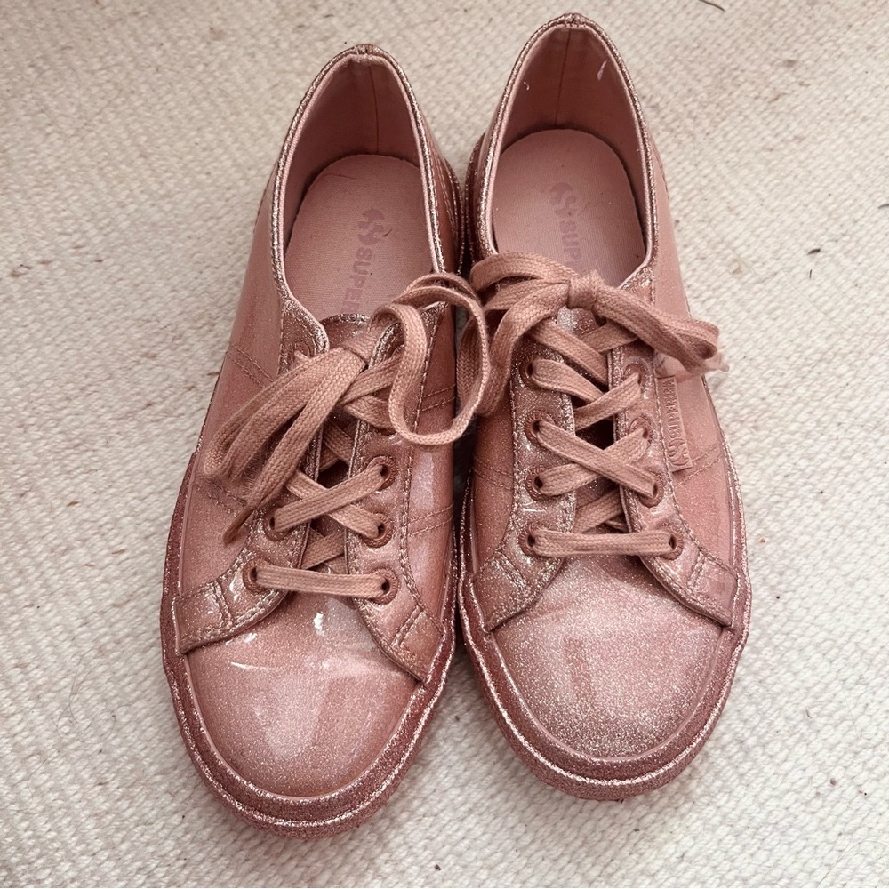 SUPERGA Pink sparkle patent sneakers Size 7